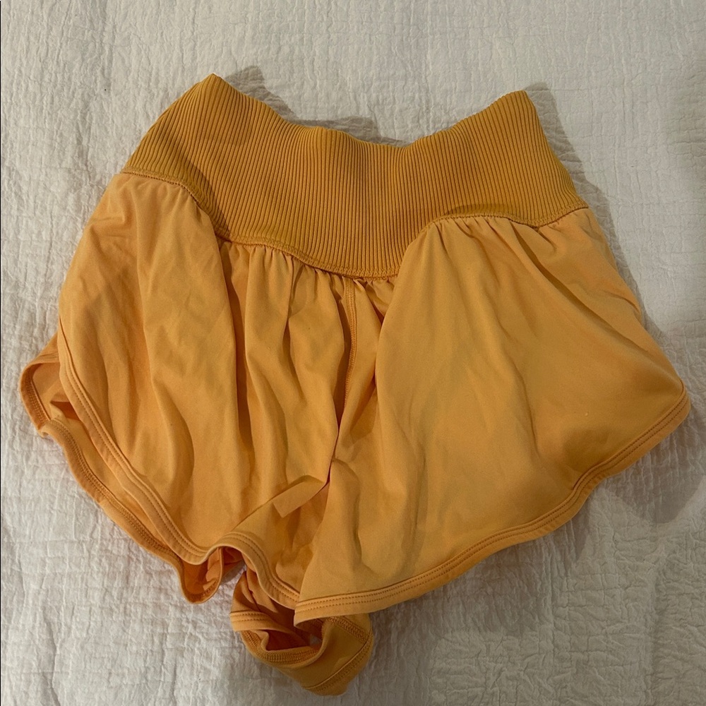 FREE PEOPLE Mustard Ribbed Waistband Shorts